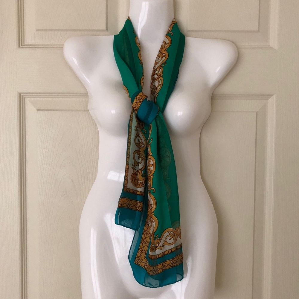 Vintage Elaine Gold Scarf 11.5” x 52” - Picture 3 of 12